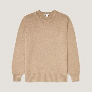Sunspel Cashmere–Cotton Crewneck Sweater Lightweight Scottish Cashmere Camel